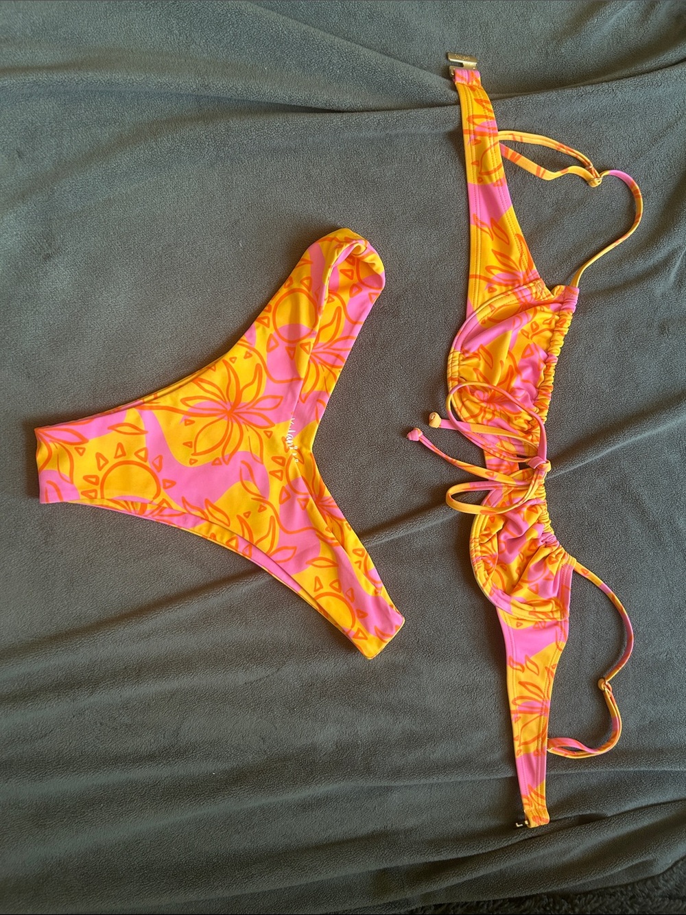 Kulani Kinis Pink & Yellow Floral Bikini Set